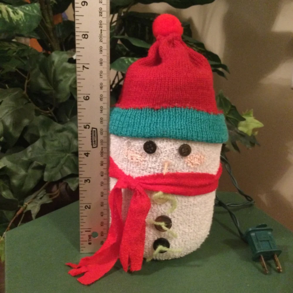 Winter Christmas Snowman Lighted Plug-in Mason Jar Handcrafted